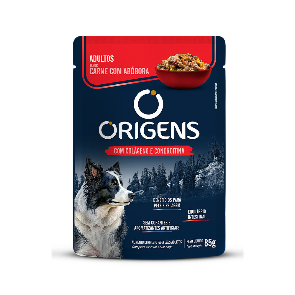 ORIGENS SCH CAES ADT CARNE/ABOBORA 85G