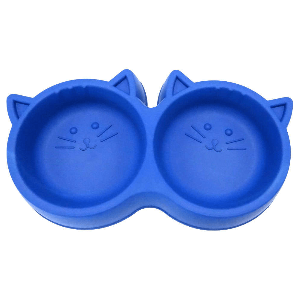 COMEDOURO DUPLO FACE CAT AZUL 500ML