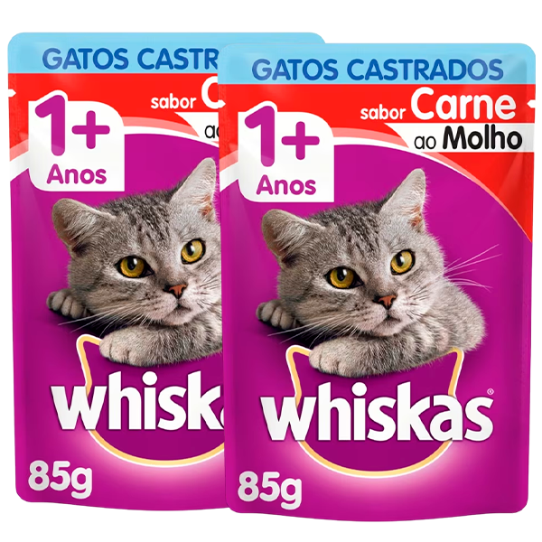 WHISKAS SCH ADT CASTRADO CARNE 85G